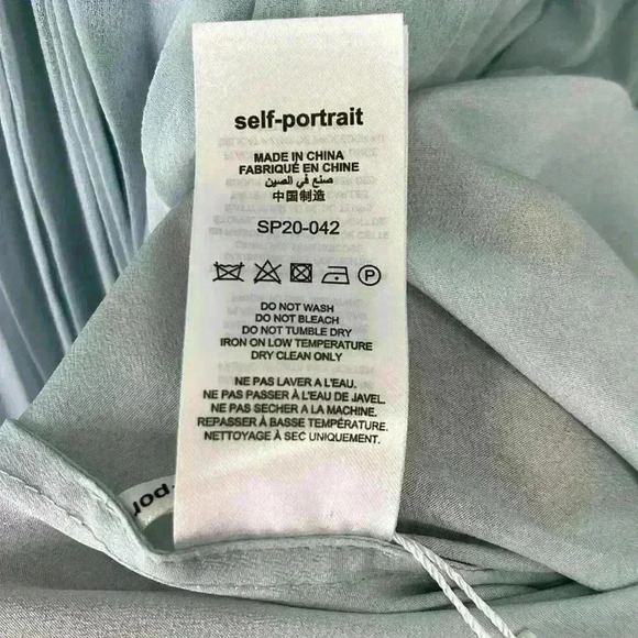 Self Portrait Blue Pleated Goddess Dress Gown Size Medium - Picture 9 of 13